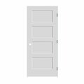 Codel Doors 30" x 80" x 1-3/8" Primed 4-Panel Equal Panel Interior Shaker 4-9/16" LH Prehung Door w/Mtt Blk Hngs 2668pri8444LH10B4916